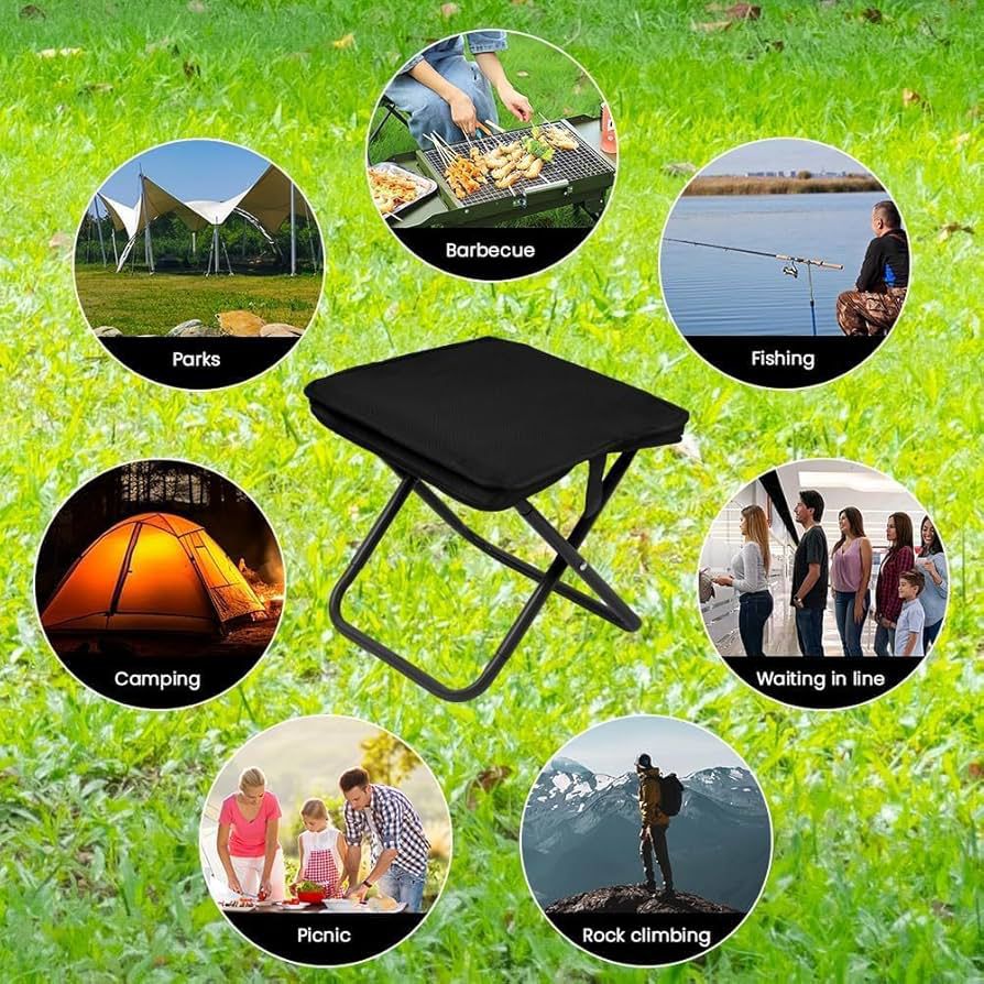 Folding Stool, Mini Outdoor Camping Stool, Portable Small Foldable Lightweight Hunting Seat with Zippered Carrying Bag, Folding Slacker Chairs for Fishing Travelling Picnics