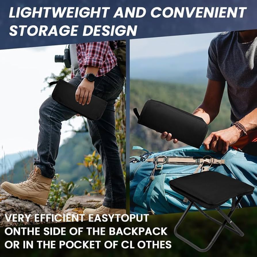 Folding Stool, Mini Outdoor Camping Stool, Portable Small Foldable Lightweight Hunting Seat with Zippered Carrying Bag, Folding Slacker Chairs for Fishing Travelling Picnics